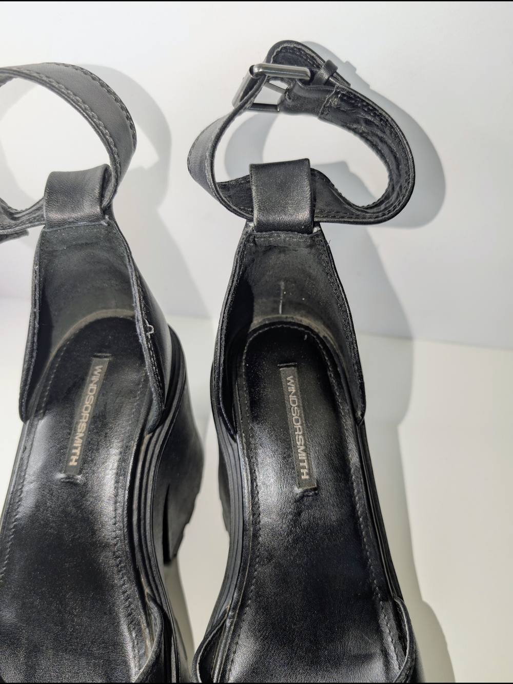 Windsor Smith Flaws Black Leather Chunky Platform Sandals Size 6 Goth 90s - Picture 5 of 7